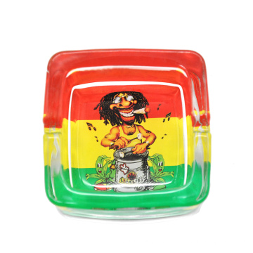 Square Glass Ashtray 70MM Glass Storage Ash Tray Different Pattern To Choose Smoking Accessories